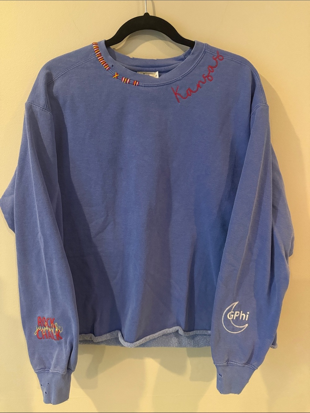 Embroidered University of Kansas Crewneck Sweatshirt